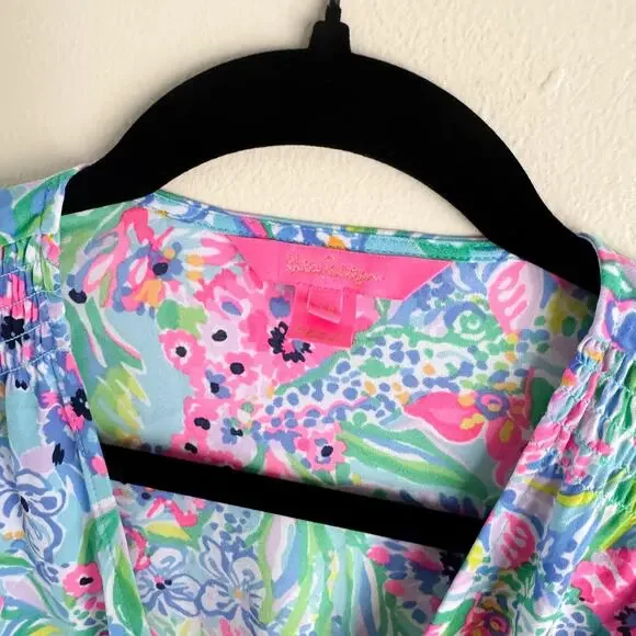 Lilly Pulitzer Amalfi Blue Alligator Isle Cristiana V Neck Stretch Mini Dress 14 - Picture 4 of 11